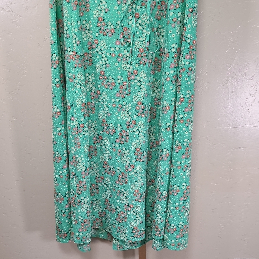 ASOS Mint‎ Green Pink Floral Midi Dress Whimsical Fairy Flowy Size 12 - Picture 9 of 12